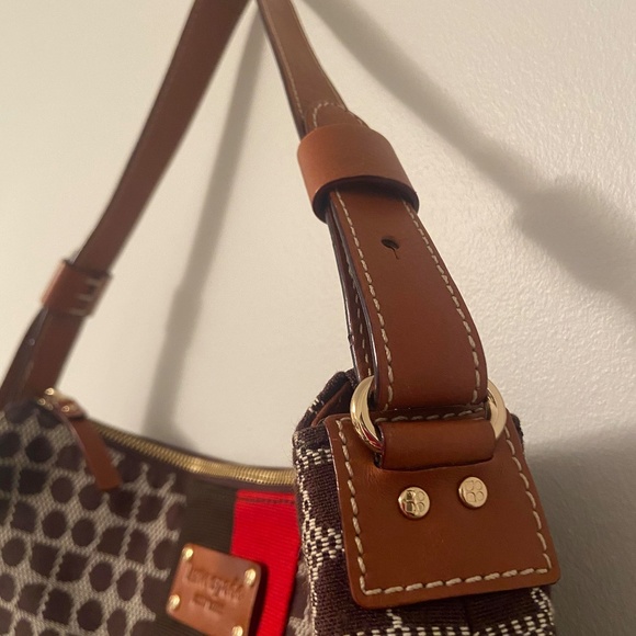 VTG Y2K KATE SPADE MONOGRAM STRIPED HOBO SHOULDER CANVAS OFFICE BAG - Picture 5 of 10